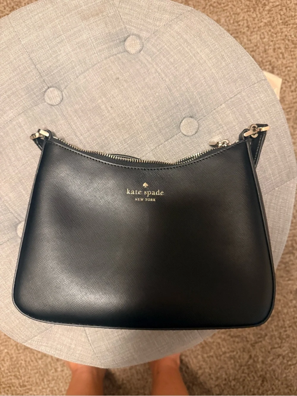 kate spade Margot  Black Leather Crossbody & Shoulder Bag with Gold Hardware